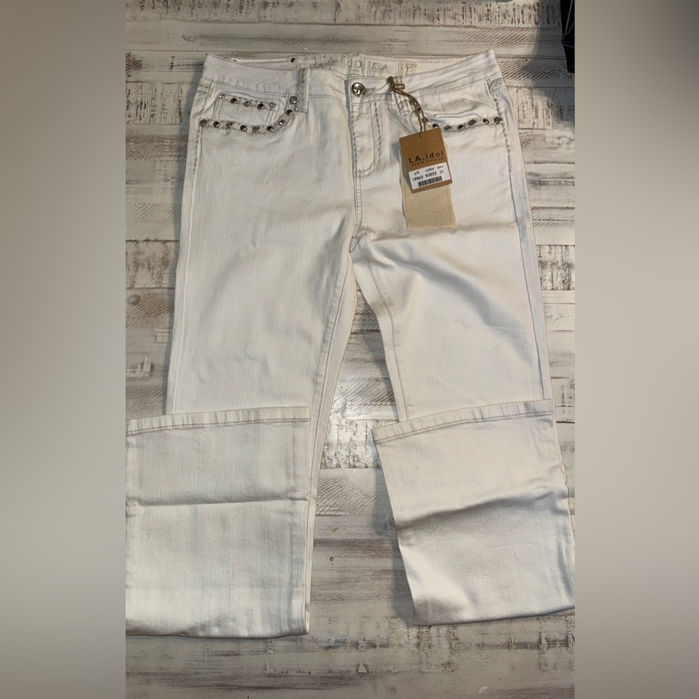 L.A. Idol Ivory Denim with Embellishments